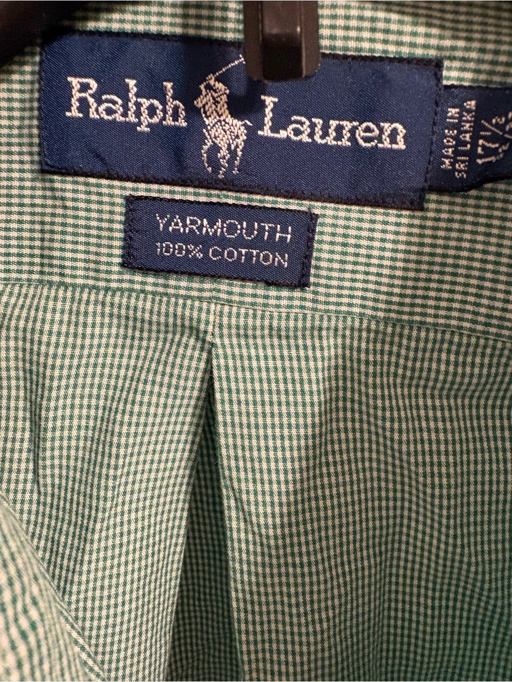Ralph Lauren Green White Micro-Check Yarmouth Button-Down Shirt